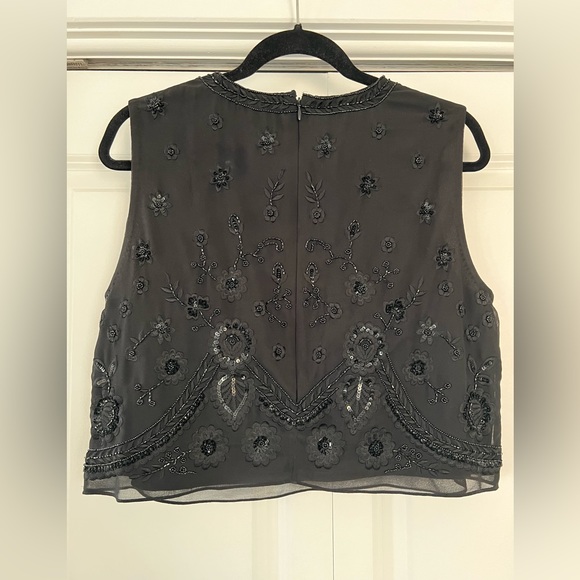 Black Beaded Needle & Thread Crop Top - Picture 2 of 3